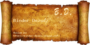 Binder Dezső névjegykártya